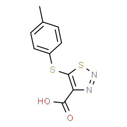 ChemSpider 2D Image | 5-[(4-Methylphenyl)sulfanyl]-1,2,3-thiadiazole-4-carboxylic acid | C10H8N2O2S2