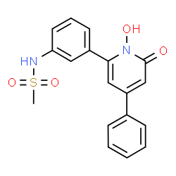 ChemSpider 2D Image | N-[3-(1-Hydroxy-6-oxo-4-phenyl-1,6-dihydro-2-pyridinyl)phenyl]methanesulfonamide | C18H16N2O4S