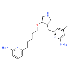 ChemSpider 2D Image | 6-{[(3R,4R)-4-{[5-(6-Amino-2-pyridinyl)pentyl]oxy}-3-pyrrolidinyl]methyl}-4-methyl-2-pyridinamine | C21H31N5O