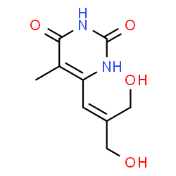 ChemSpider 2D Image | 6-[3-Hydroxy-2-(hydroxymethyl)-1-propen-1-yl]-5-methyl-2,4(1H,3H)-pyrimidinedione | C9H12N2O4