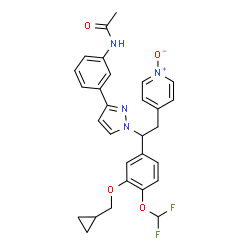 ChemSpider 2D Image | N-(3-{1-[(1S)-1-[3-(Cyclopropylmethoxy)-4-(difluoromethoxy)phenyl]-2-(1-oxido-4-pyridinyl)ethyl]-1H-pyrazol-3-yl}phenyl)acetamide | C29H28F2N4O4