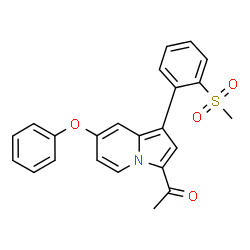 ChemSpider 2D Image | 1-{1-[2-(Methylsulfonyl)phenyl]-7-phenoxy-3-indolizinyl}ethanone | C23H19NO4S