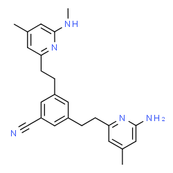 ChemSpider 2D Image | 3-[2-(6-Amino-4-methyl-2-pyridinyl)ethyl]-5-{2-[4-methyl-6-(methylamino)-2-pyridinyl]ethyl}benzonitrile | C24H27N5