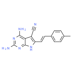 ChemSpider 2D Image | (E)-2,4-Diamino-6-(4-Methylstyryl)-7h-Pyrrolo[2,3-D]pyrimidine-5-Carbonitrile | C16H14N6