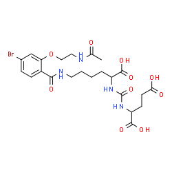 ChemSpider 2D Image | N-{[(1S)-5-{[2-(2-Acetamidoethoxy)-4-bromobenzoyl]amino}-1-carboxypentyl]carbamoyl}-L-glutamic acid | C23H31BrN4O10