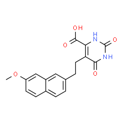 ChemSpider 2D Image | 5-[2-(7-Methoxy-2-naphthyl)ethyl]-2,6-dioxo-1,2,3,6-tetrahydro-4-pyrimidinecarboxylic acid | C18H16N2O5