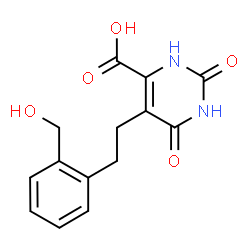 ChemSpider 2D Image | 5-{2-[2-(Hydroxymethyl)phenyl]ethyl}-2,6-dioxo-1,2,3,6-tetrahydro-4-pyrimidinecarboxylic acid | C14H14N2O5