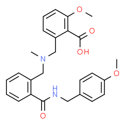 ChemSpider 2D Image | 2-Methoxy-6-{[{2-[(4-methoxybenzyl)carbamoyl]benzyl}(methyl)amino]methyl}benzoic acid | C26H28N2O5