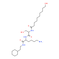 ChemSpider 2D Image | N-(10-Hydroxydecanoyl)-L-seryl-N-(2-cyclohexylethyl)-L-lysinamide | C27H52N4O5