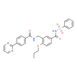 ChemSpider 2D Image | N-(Phenylsulfonyl)-4-propoxy-3-({[4-(2-pyrimidinyl)benzoyl]amino}methyl)benzamide | C28H26N4O5S