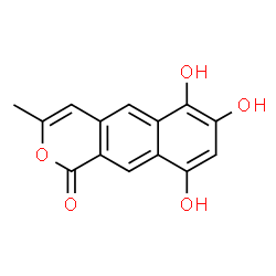 ChemSpider 2D Image | 6,7,9-Trihydroxy-3-methyl-1H-benzo[g]isochromen-1-one | C14H10O5