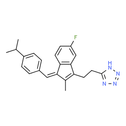 ChemSpider 2D Image | 5-{2-[(1Z)-5-Fluoro-1-(4-isopropylbenzylidene)-2-methyl-1H-inden-3-yl]ethyl}-1H-tetrazole | C23H23FN4