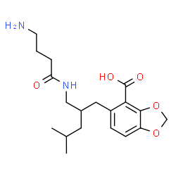ChemSpider 2D Image | 5-[(2S)-2-{[(4-Aminobutanoyl)amino]methyl}-4-methylpentyl]-1,3-benzodioxole-4-carboxylic acid | C19H28N2O5