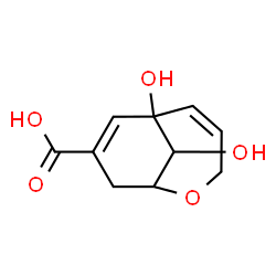 ChemSpider 2D Image | (1R,6R,10S)-6,10-Dihydroxy-2-oxabicyclo[4.3.1]deca-4,7-diene-8-carboxylic acid | C10H12O5