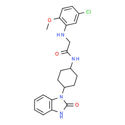 ChemSpider 2D Image | N~2~-(5-Chloro-2-methoxyphenyl)-N-[trans-4-(2-oxo-2,3-dihydro-1H-benzimidazol-1-yl)cyclohexyl]glycinamide | C22H25ClN4O3