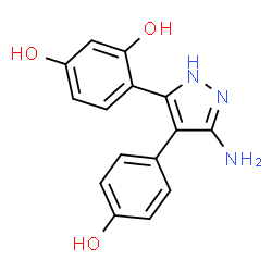 ChemSpider 2D Image | 4-[3-Amino-4-(4-hydroxyphenyl)-1H-pyrazol-5-yl]-1,3-benzenediol | C15H13N3O3