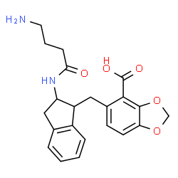 ChemSpider 2D Image | 5-[[(1s,2r)-2-(4-Azanylbutanoylamino)-2,3-Dihydro-1h-Inden-1-Yl]methyl]-1,3-Benzodioxole-4-Carboxylic Acid | C22H24N2O5