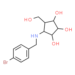 ChemSpider 2D Image | (1R,2S,3S,4R,5R)-4-[(4-Bromobenzyl)amino]-5-(hydroxymethyl)-1,2,3-cyclopentanetriol | C13H18BrNO4