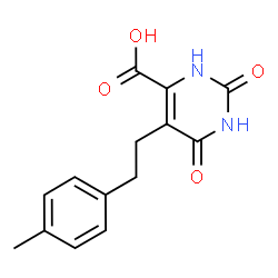 ChemSpider 2D Image | 5-[2-(4-Methylphenyl)ethyl]-2,6-dioxo-1,2,3,6-tetrahydro-4-pyrimidinecarboxylic acid | C14H14N2O4
