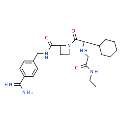 ChemSpider 2D Image | (2S)-N-(4-Carbamimidoylbenzyl)-1-[(2R)-2-cyclohexyl-2-{[2-(ethylamino)-2-oxoethyl]amino}acetyl]-2-azetidinecarboxamide | C24H36N6O3