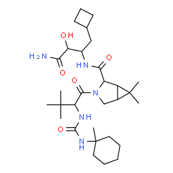 ChemSpider 2D Image | (1R,2S,5S)-N-[(2S,3R)-4-Amino-1-cyclobutyl-3-hydroxy-4-oxo-2-butanyl]-6,6-dimethyl-3-{3-methyl-N-[(1-methylcyclohexyl)carbamoyl]-L-valyl}-3-azabicyclo[3.1.0]hexane-2-carboxamide | C30H51N5O5