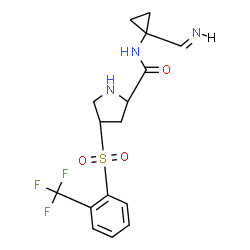ChemSpider 2D Image | (4R)-N-{1-[(E)-Iminomethyl]cyclopropyl}-4-{[2-(trifluoromethyl)phenyl]sulfonyl}-L-prolinamide | C16H18F3N3O3S