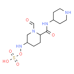 ChemSpider 2D Image | (2S,5R)-1-Formyl-N-(4-piperidinyl)-5-[(sulfooxy)amino]-2-piperidinecarboxamide | C12H22N4O6S