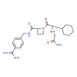 ChemSpider 2D Image | (2S)-1-{(2R)-2-[(2-Amino-2-oxoethyl)amino]-2-cyclohexylacetyl}-N-(4-carbamimidoylbenzyl)-2-azetidinecarboxamide | C22H32N6O3