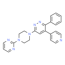 ChemSpider 2D Image | 3-Phenyl-4-(4-pyridinyl)-6-[4-(2-pyrimidinyl)-1-piperazinyl]pyridazine | C23H21N7