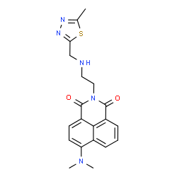 ChemSpider 2D Image | 6-(Dimethylamino)-2-[2-[[(5-methyl-1,3,4-thiadiazol-2-yl)methyl]amino]ethyl]-1H-benz[de]isoquinoline-1,3(2H)-dione | C20H21N5O2S