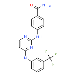 ChemSpider 2D Image | 4-[(4-{[3-(Trifluoromethyl)phenyl]amino}-2-pyrimidinyl)amino]benzamide | C18H14F3N5O