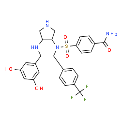 ChemSpider 2D Image | 4-({(3S,4S)-4-[(3,5-Dihydroxybenzyl)amino]-3-pyrrolidinyl}[4-(trifluoromethyl)benzyl]sulfamoyl)benzamide | C26H27F3N4O5S