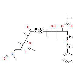 ChemSpider 2D Image | (3R,4S,5R,6S,10R,11R,12R)-11-Acetoxy-1-(benzyloxy)-14-[formyl(methyl)amino]-5-hydroxy-4,6,10,12-tetramethyl-9-oxo-3-tetradecanyl propionate | C32H51NO8