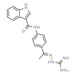 ChemSpider 2D Image | N-{4-[(1E)-N-Carbamimidoylethanehydrazonoyl]phenyl}-1H-indole-3-carboxamide | C18H18N6O