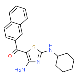 ChemSpider 2D Image | [4-Amino-2-(cyclohexylamino)-1,3-thiazol-5-yl](2-naphthyl)methanone | C20H21N3OS