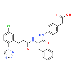 ChemSpider 2D Image | {4-[(N-{3-[5-Chloro-2-(1H-tetrazol-1-yl)phenyl]propanoyl}-L-phenylalanyl)amino]phenyl}acetic acid | C27H25ClN6O4