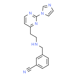 ChemSpider 2D Image | 3-[({2-[2-(1H-Imidazol-1-yl)-4-pyrimidinyl]ethyl}amino)methyl]benzonitrile | C17H16N6