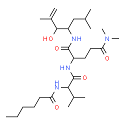 ChemSpider 2D Image | N-Hexanoyl-L-valyl-N~1~-[(3S,4S)-3-hydroxy-2,6-dimethyl-1-hepten-4-yl]-N~5~,N~5~-dimethyl-L-glutamamide | C27H50N4O5