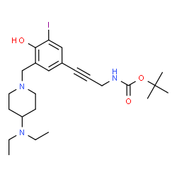 ChemSpider 2D Image | Tert-Butyl [3-(3-{[4-(Diethylamino)piperidin-1-Yl]methyl}-4-Hydroxy-5-Iodophenyl)prop-2-Yn-1-Yl]carbamate | C24H36IN3O3