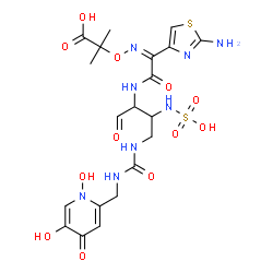 ChemSpider 2D Image | (6R,7S,10Z)-10-(2-Amino-1,3-thiazol-4-yl)-1-(1,5-dihydroxy-4-oxo-1,4-dihydro-2-pyridinyl)-7-formyl-13,13-dimethyl-3,9-dioxo-6-(sulfoamino)-12-oxa-2,4,8,11-tetraazatetradec-10-en-14-oic acid | C20H26N8O12S2