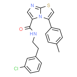 ChemSpider 2D Image | N-[2-(3-Chlorophenyl)ethyl]-3-(4-methylphenyl)imidazo[2,1-b][1,3]thiazole-5-carboxamide | C21H18ClN3OS