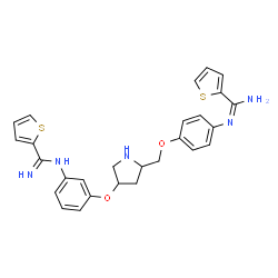 ChemSpider 2D Image | N'-[4-[[(2s,4r)-4-[3-[(C-Thiophen-2-Ylcarbonimidoyl)amino]phenoxy]pyrrolidin-2-Yl]methoxy]phenyl]thiophene-2-Carboximidamide | C27H27N5O2S2