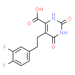 ChemSpider 2D Image | 5-[2-(3,4-Difluorophenyl)ethyl]-2,6-dioxo-1,2,3,6-tetrahydro-4-pyrimidinecarboxylic acid | C13H10F2N2O4