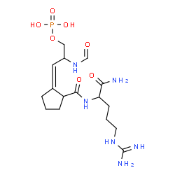ChemSpider 2D Image | N~2~-({(1R,2Z)-2-[(2R)-2-Formamido-3-(phosphonooxy)propylidene]cyclopentyl}carbonyl)-L-argininamide | C16H29N6O7P