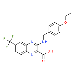 ChemSpider 2D Image | 3-[(4-Ethoxybenzyl)amino]-6-(trifluoromethyl)-2-quinoxalinecarboxylic acid | C19H16F3N3O3