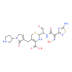 ChemSpider 2D Image | (2r)-2-[(1r)-1-{[(2z)-2-(5-Amino-1,2,4-Thiadiazol-3-Yl)-2-(Hydroxyimino)acetyl]amino}-2-Oxoethyl]-5-({2-Oxo-1-[(3r)-Pyrrolidin-3-Yl]-2,5-Dihydro-1h-Pyrrol-3-Yl}methyl)-3,6-Dihydro-2h-1,3-Thiazine-4-Carboxylic Acid | C20H24N8O6S2