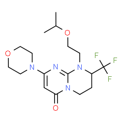 ChemSpider 2D Image | (8S)-9-(2-Isopropoxyethyl)-2-(4-morpholinyl)-8-(trifluoromethyl)-6,7,8,9-tetrahydro-4H-pyrimido[1,2-a]pyrimidin-4-one | C17H25F3N4O3