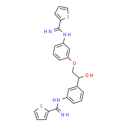 ChemSpider 2D Image | N-{3-[(1S)-1-Hydroxy-2-(3-{[imino(2-thienyl)methyl]amino}phenoxy)ethyl]phenyl}-2-thiophenecarboximidamide | C24H22N4O2S2