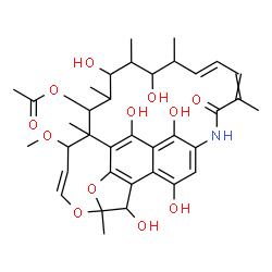ChemSpider 2D Image | (6R,7S,9E,11S,12R,13S,14R,15R,16R,17S,18S,19E,21Z)-2,6,15,17,27,29-Hexahydroxy-11-methoxy-3,7,12,14,16,18,22-heptamethyl-23-oxo-8,30-dioxa-24-azatetracyclo[23.3.1.1~4,7~.0~5,28~]triaconta-1(29),2,4,9,
19,21,25,27-octaen-13-yl acetate | C37H49NO12