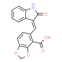 ChemSpider 2D Image | 5-[(E)-(2-Oxidanylidene-1h-Indol-3-Ylidene)methyl]-1,3-Benzodioxole-4-Carboxylic Acid | C17H11NO5